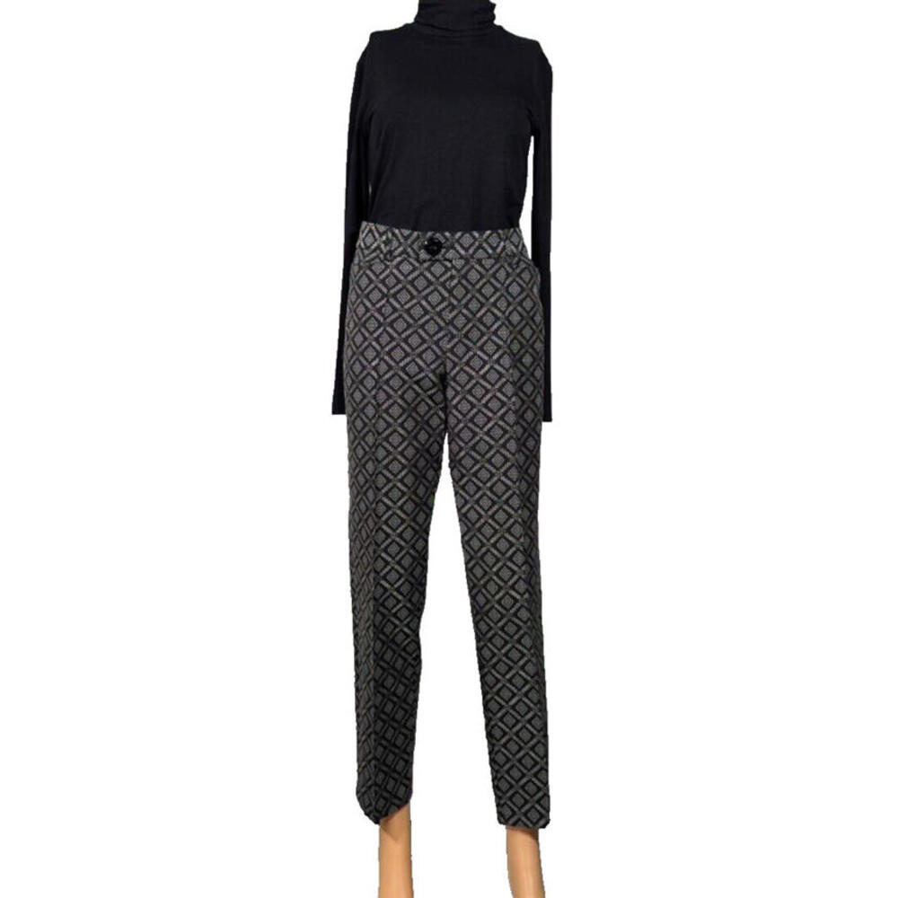 Nanette Lepore Pants Women’s Size 10 Ankle Long Black White Geometric Work Wear - Picture 2 of 9